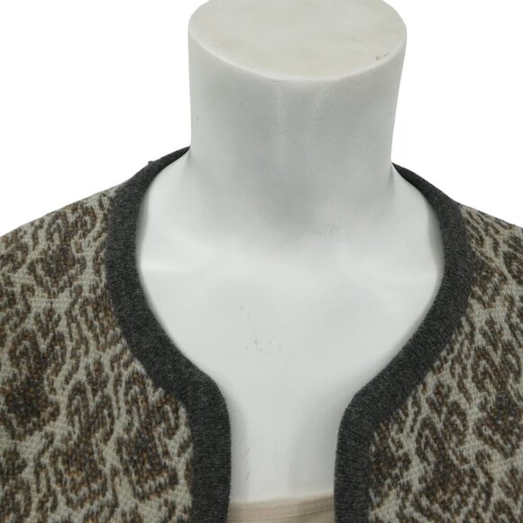 Vintage Glanamere Wool Open Front Cardigan Sweater Size L Gray Geometric - Picture 8 of 12